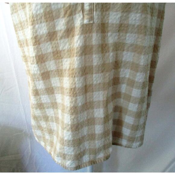 Sonoma Women's Tan & White Checked Short Sleeve V-neck Shirt Size XL - Picture 3 of 10